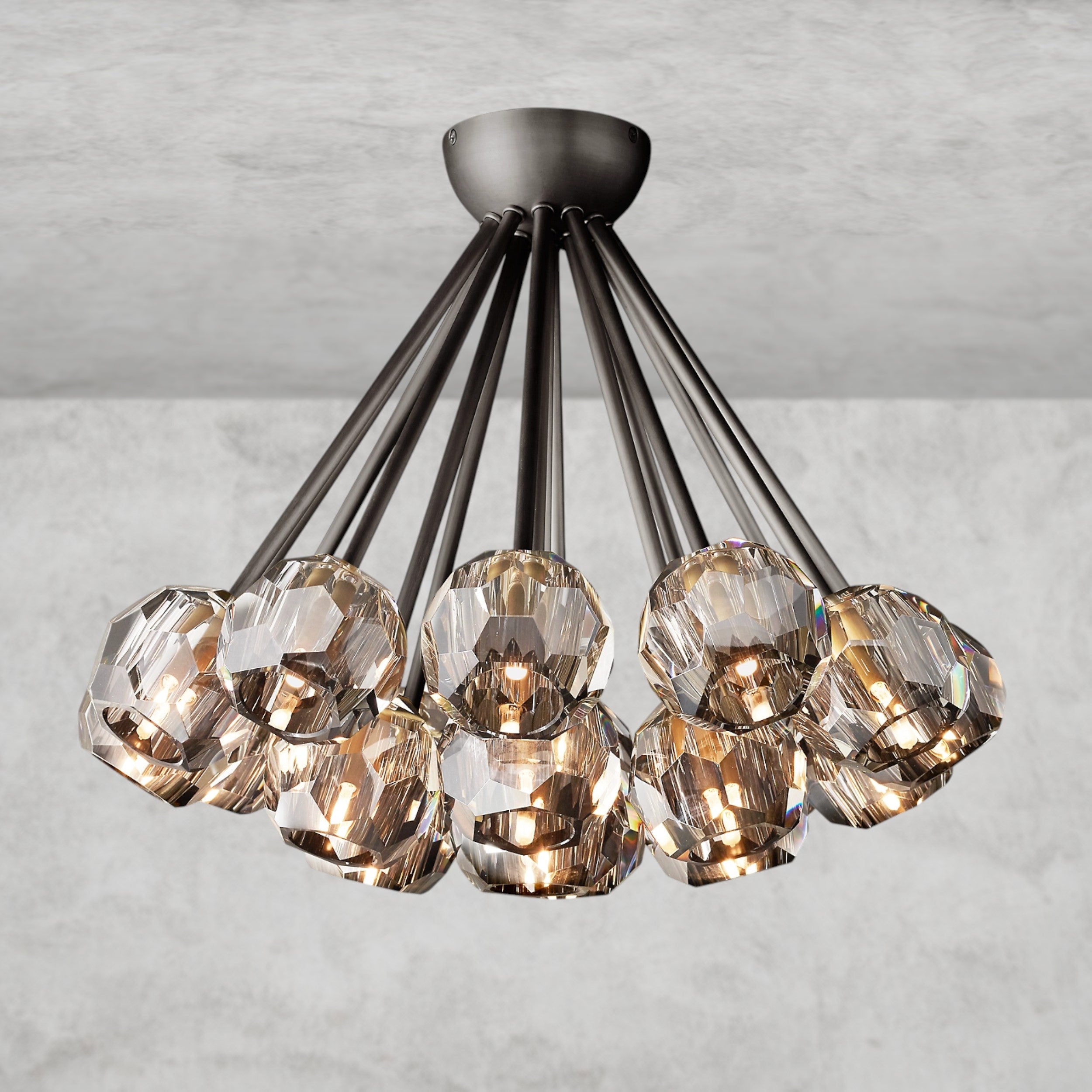 Boule De Clear/ Smoke Cristal Flushmount 24"